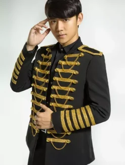 Men's Retro Costume Black Rococo Overcoat Punk Court Uniform Cloth Costume