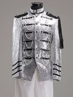 Men's Retro Costume Silver Rococo Overcoat Court Uniform Cloth Costume