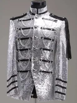 Men's Retro Costume Silver Rococo Overcoat Court Uniform Cloth Costume