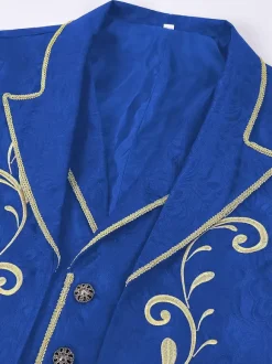 Men's Retro Stempunk Long Coat Long Sleeves Embroidery Vintage Victorian Coat