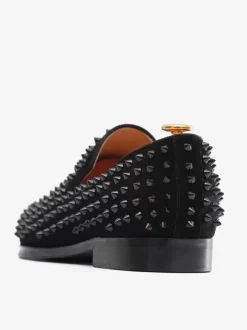 Mens Rivets Loafer penny Shoes Fashion Suede Leather complemented Spikes Square Toe Slip-On flat Prom Party Wedding Shoes