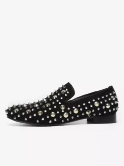 Mens Rivets Loafer Shoes Leather Rivets Slip On Spikes Prom Wedding Shoes