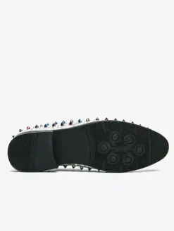 Mens Rivets Loafer Slip On Pointed Toe Vegan Leather Studs Decoration Anti-Slip Slip Resistant Block Heel Casual