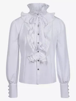Mens Ruffle Shirts Renaissance Shirt Tops Steampunk Gothic Costumes Casual Button Down Long Sleeve Shirts