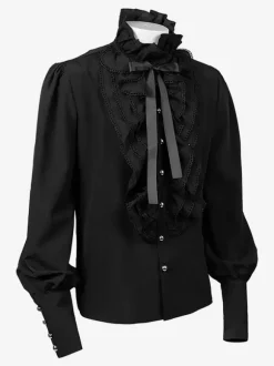 Mens Ruffle Shirts Renaissance Shirt Tops Steampunk Gothic Costumes Casual Button Down Long Sleeve Shirts