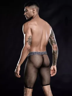 Men's Sexy Costumes Black Stretch Mesh Role Play Pants