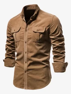 Men's Shirt Cotton Slim Fit Casual Long Sleeve Shirt