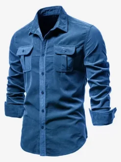 Men's Shirt Cotton Slim Fit Casual Long Sleeve Shirt