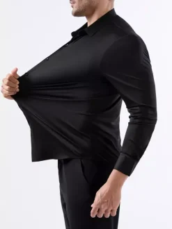 Men's Shirts Seamless High Elasticity Long Sleeve Anti-Wrinkle Men's Shirts