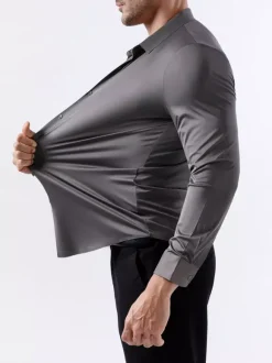 Men's Shirts Seamless High Elasticity Long Sleeve Anti-Wrinkle Men's Shirts