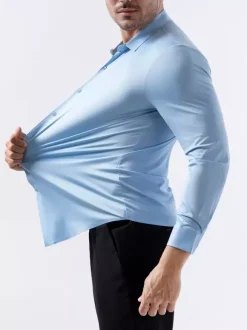 Men's Shirts Seamless High Elasticity Long Sleeve Anti-Wrinkle Men's Shirts
