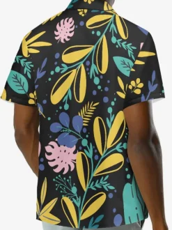 Men's Short-sleeved Hawaii Shirt Plant Printed Vacation Top