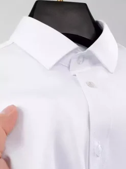 Men’s Short-Sleeved Shirts Wrinkle-Free Business Causal Ice Silk Shirts