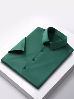 Men's Short-Sleeved Summer Shirts Ice Silk Wrinkle-free Tops