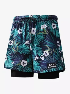 Men's Shorts Printed Drawstring Waist Summer Cycling Beach Shorts