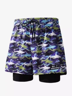Men's Shorts Printed Drawstring Waist Summer Cycling Beach Shorts