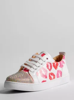 Men's Skate Sneakers Round Toe Rhinestones Printed Lace Up Casual Shoes
