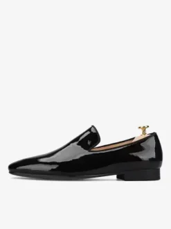 Mens Slip On Loafer Shoes Round Toe Patent Prom Wedding Shoes