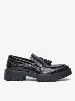 Men's Slip On Loafers Round Toe Stone Pattern Slip On Shoes With Tassels