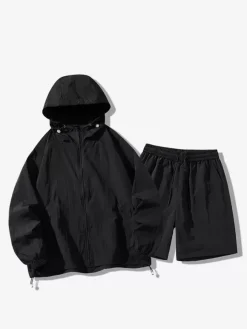 Men's Sports Set Casual Hooded Top and Shorts