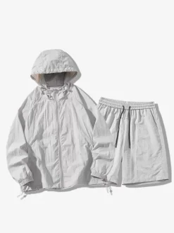 Men's Sports Set Casual Hooded Top and Shorts