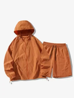 Men's Sports Set Casual Hooded Top and Shorts