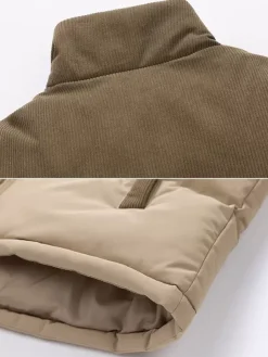 Men's Stand Collar Loos Corduroy Splicing Winter Cotton Coat