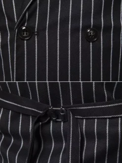 Men's Striped Double-Breasted Vest Business Sleeveless Suit Jacket