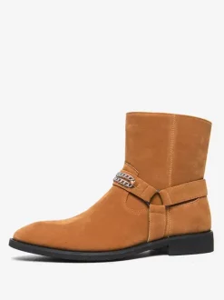 Men's Suede Ankle Boots with Chain Retro Style Casual Fashion Short Boots