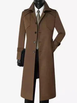 Men's Suit Coat Notched Lapel Collar Longline Coat