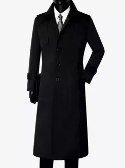 Men's Suit Coat Notched Lapel Collar Longline Coat