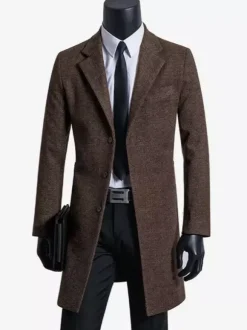 Men's Suit Coats Turn-Down Collar Notched Lapel Woolen Jackets