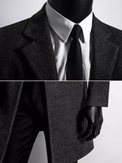 Men's Suit Coats Turn-Down Collar Notched Lapel Woolen Jackets