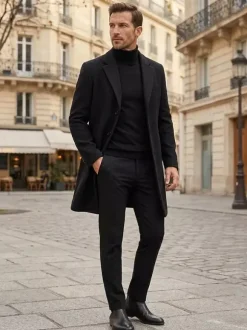 Men's Suit Coats Turn-Down Collar Notched Lapel Woolen Jackets