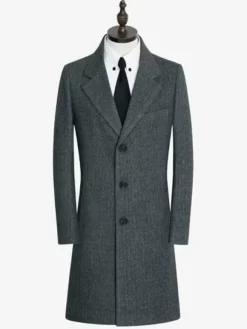 Men's Suit Coats Turn-Down Collar Single Breasted Long Sleeve Coats