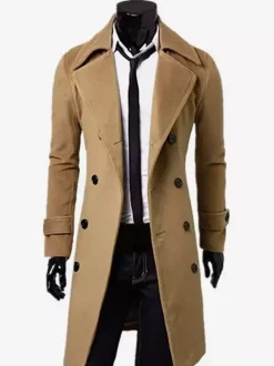 Men's Suit Double Breasted Turn-Down Collar Chic Slim Fit Maxi Coat