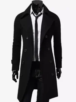 Men's Suit Double Breasted Turn-Down Collar Chic Slim Fit Maxi Coat