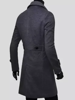 Men's Suit Double Breasted Turn-Down Collar Chic Slim Fit Maxi Coat