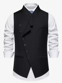 Men's Suit Vest Wedding Party Oblique Single Breasted Vest