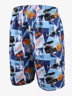 Men's Summer Shorts Printed Elastic Waist Casual Beach Trunks