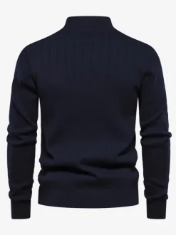 Men's Sweaters Men's Pullover Knitwear Portrait Neck Fall Dark Navy Apricot