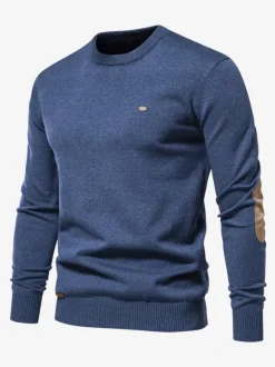 Men's Sweaters Men's Pullover Knitwear Jewel Neck Deep Brown Deep Gray