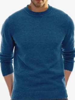 Men's Sweaters Men's Pullover Knitwear Jewel Neck Fall White Khaki