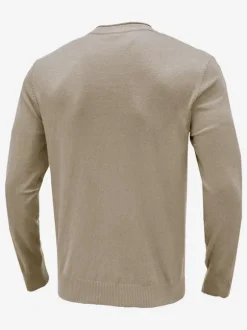 Men's Sweaters Men's Pullover Knitwear Jewel Neck Fall White Khaki