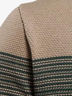 Men's Sweaters Men's Pullover Knitwear Jewel Neck Stripes Spring Orange Red