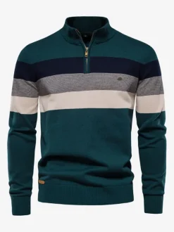 Men's Sweaters Men's Pullover Knitwear Portrait Neck Fall Dark Navy Dark Navy