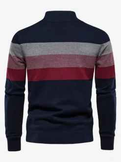 Men's Sweaters Men's Pullover Knitwear Portrait Neck Fall Dark Navy Dark Navy