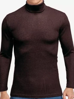 Men's Sweaters Men's Pullover Knitwear High Collar Fall White Hunter Green