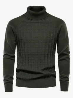 Men's Sweaters Men's Pullover Knitwear High Collar Winter Deep Gray Camel