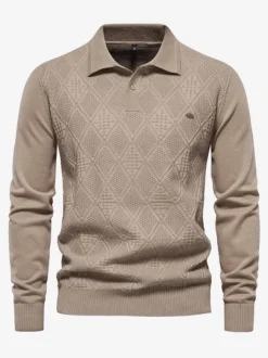 Men's Sweaters Men's Pullover Knitwear Turndown Collar Winter Black Blue